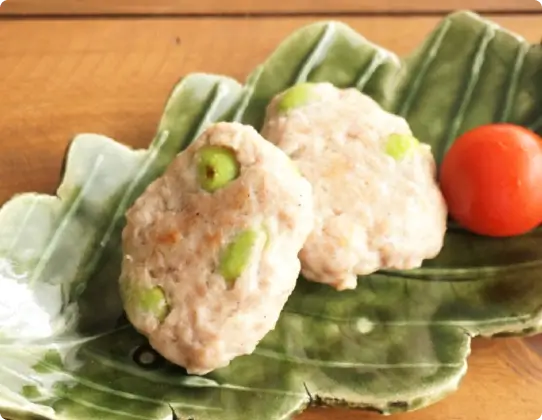 Salted Chicken Meatballs with Edamame